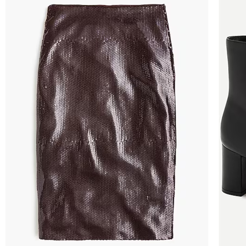 J. Crew Brown Midi Sequin Skirt